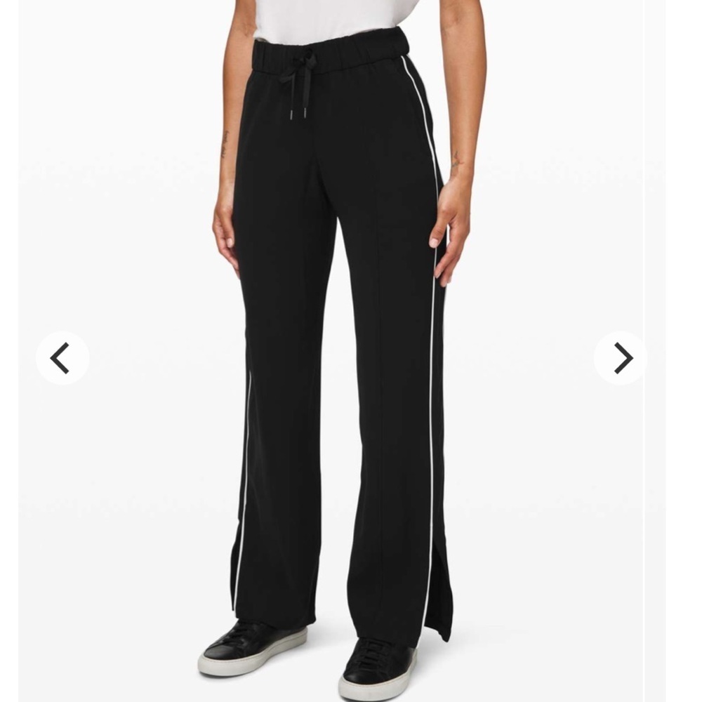 Lululemon On the Right Track Pant Black White Side Stripe